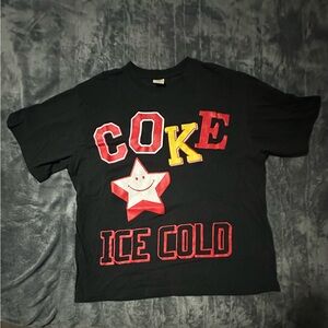 Pacsun Coca Cola Ice Cold Smiley Face Black T Shirt Size Large